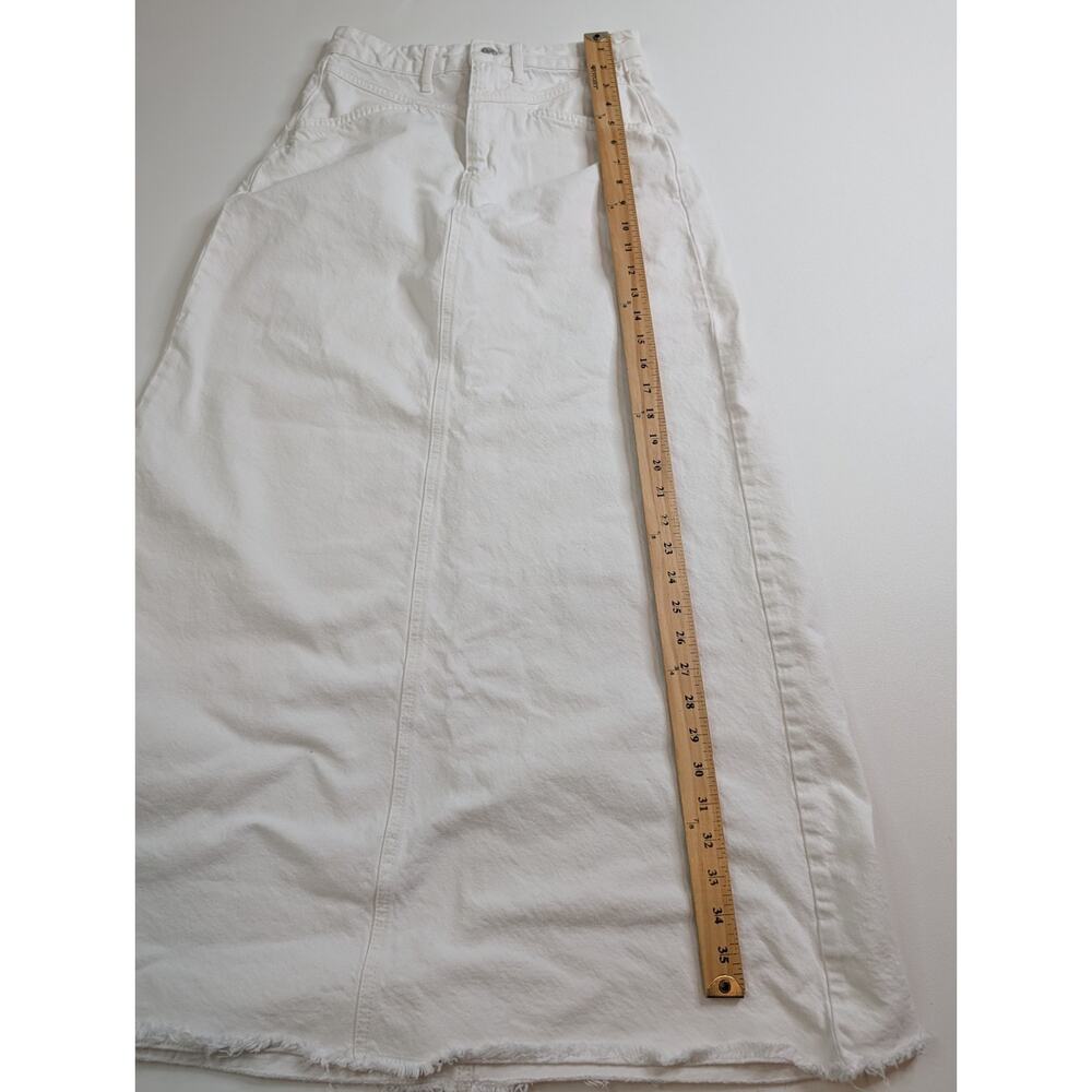 Free People We The Free Come As You Are Denim Maxi Skirt White Frayed Hem Sz- 2 - Picture 10 of 11
